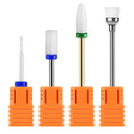 Load the image into the gallery viewer, JCMASTER® 4x Premium Nagelfräser Aufsätze Set Keramik, 2.35mm Bits inkl Polierer Gelnägel Acryl Maniküre, Pediküre, Hornhaut Schleifkörper Mit Halterungen JCMASTER
