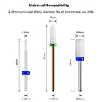 Load the image into the gallery viewer, JCMASTER® 4x Premium Nagelfräser Aufsätze Set Keramik, 2.35mm Bits inkl Polierer Gelnägel Acryl Maniküre, Pediküre, Hornhaut Schleifkörper Mit Halterungen JCMASTER